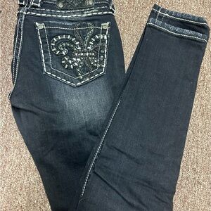 Miss Me Black Skinny Jeans with Modern Embellishments